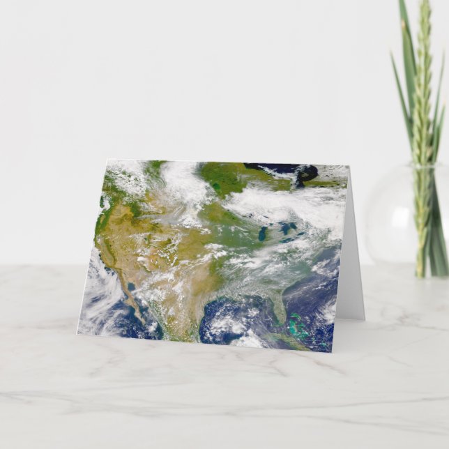 Cartão América Do Norte Com Fumaça Visível Em Locais. (Frente)