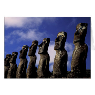 Cartão América do Sul, Chile, Ilha de Páscoa, Ahu Akiri.