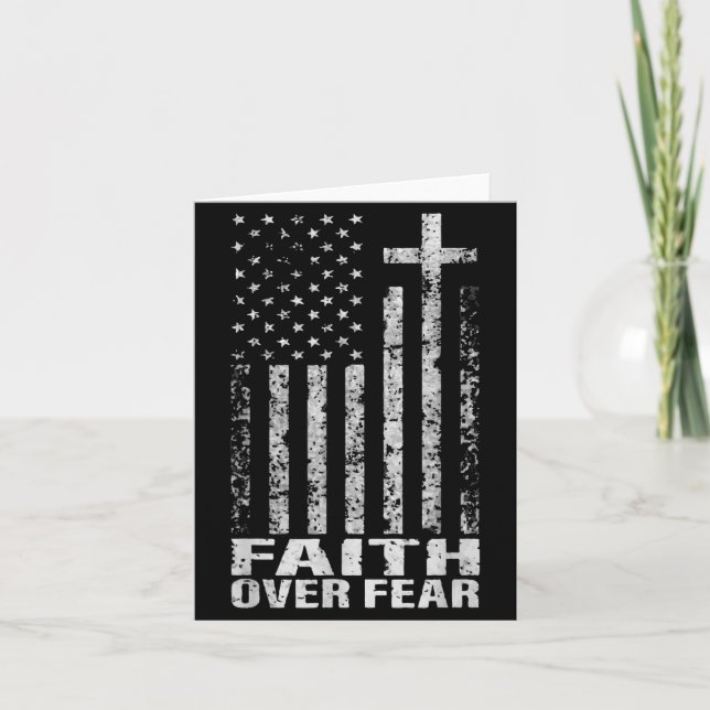 Cartão America Pride Us Flag Faith Over Fear Christian Bi (Frente)
