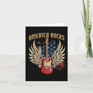 Cartão America Rock Guitar American Flag 4 De Julho Patr