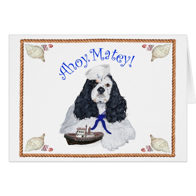 Cartão American Cocker Spaniel Marinheiro (Frente Horizontal)