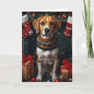 Cartão American English Foxhound com presentes de Natal