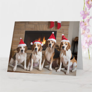 Cartão American English Foxhound Lareira Natal