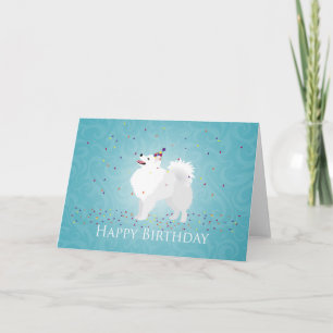 Cartão American Eskimo Dog Happy Birthday Design