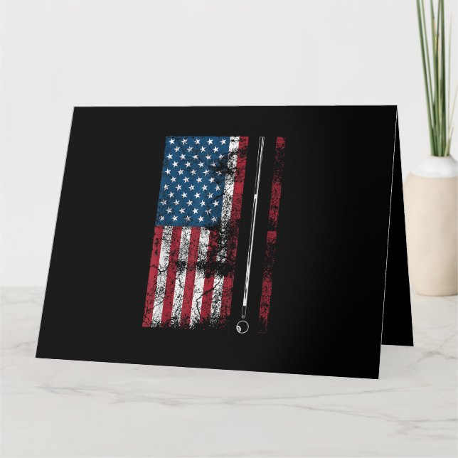 Cartão American Flag Billiard Stick Cute Mesa Game Engraç (Frente)