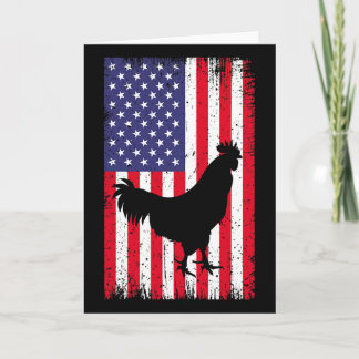 Cartão American Flag Chicken Rooster Farm Animal Ranch _1