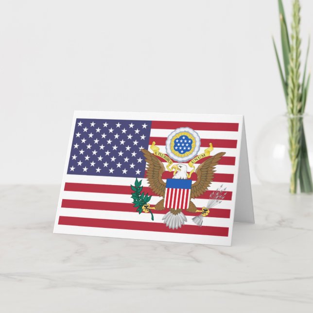Cartão American Flag & Coat of Arms, United States (Frente)