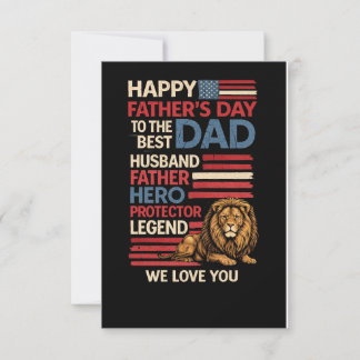 Cartão American Flag Dad Lion PatrioticFlat Greeting Card