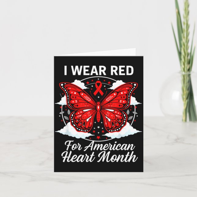 Cartão American Heart Disease Awareness Month Ribbon Red  (Frente)