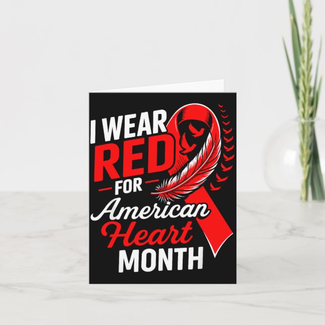 Cartão American Heart Disease Awareness Month Ribbon Red  (Frente)