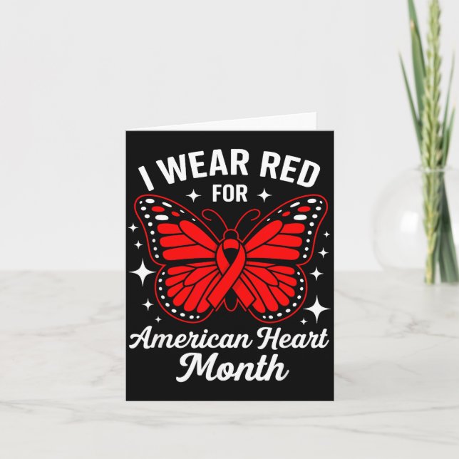 Cartão American Heart Disease Awareness Month Ribbon Red  (Frente)