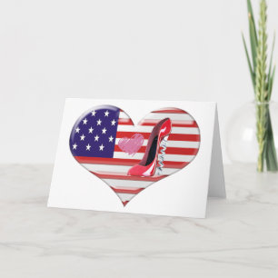 Cartão American Heart Flag and Corkscrew stiletto Shoe