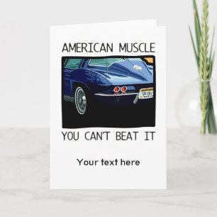 Cartão American muscle car, classic and vintage blue V8