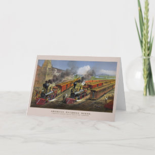 Cartão American railroad trains (1874) greeting card