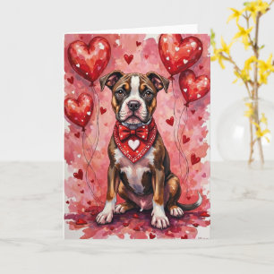 Cartão American Staffordshire Terrier Cão de São Valentim