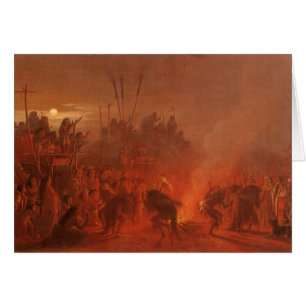 Cartão Americanos nativos de Vintage, dança de Buffalo po