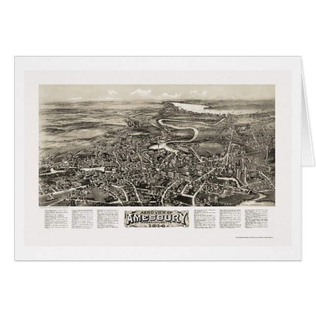 Cartão Amesbury, mapa panorâmico das MÃES - 1914 (Frente Horizontal)