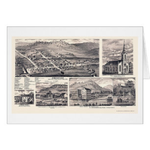 Cartão Amesville, mapa panorâmico do OH - 1875