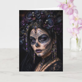 Cartão Amethyst Orchid Calavera – Gothic Sugar Skull