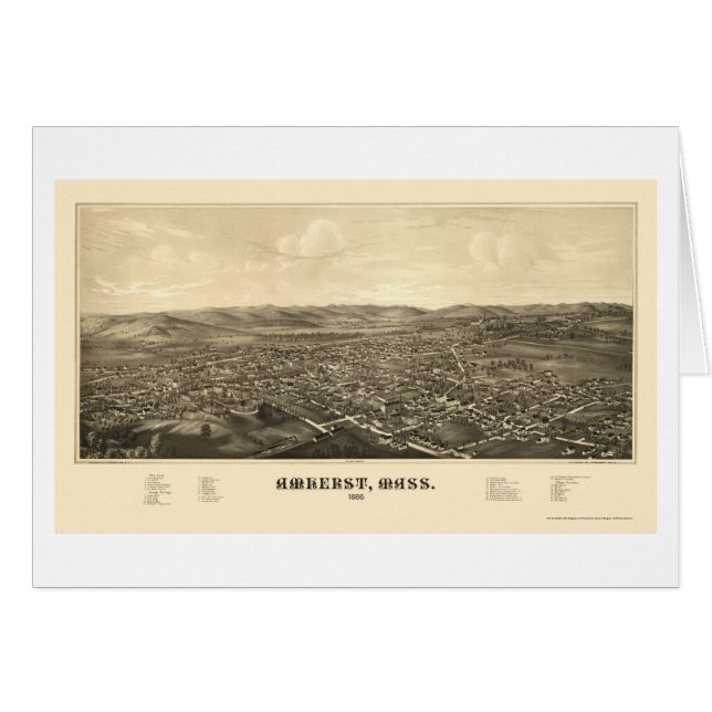 Cartão Amherst, mapa panorâmico das MÃES - 1886 (Frente Horizontal)