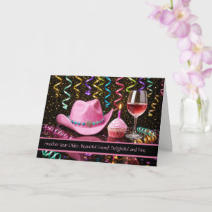 Cartão Amiga Feliz Aniversário Chapéu de Vaqueira Vinho