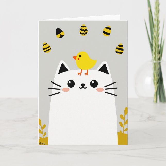 Cartão Amigável de Felino de Primavera (Frente)