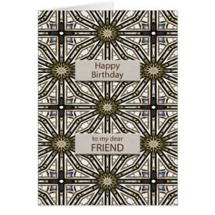 Cartão Amigo Aniversário Abstrato Mandala Design