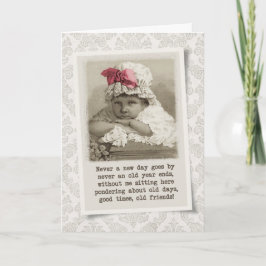 Cartão Amigo Aniversário - Vintage Girl in Bonnet