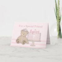 Amigo Bolo de Batismo Rosa Urso de Pelúcia e Tiara