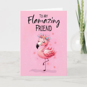 Cartão Amigo de aniversário com Flamingo Fabuloso e Diver