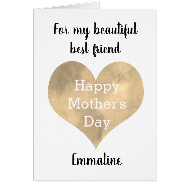 Cartão Amigo do Dia de as mães Dourado (Frente)