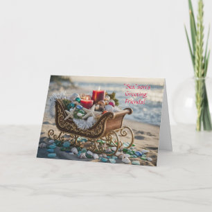 Cartão Amigo ou Amigos Natal Feriado Oceano Praia