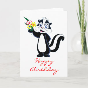Cartão Amigo Skunk com Flores Aniversário