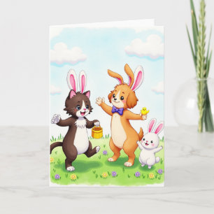 Cartão Amigos Animais da Primavera