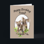 Cartão Amigos bonitos do urso de Koala do amigo do feliz<br><div class="desc">Arte animal australiana pequena bonito do urso de Koala</div>