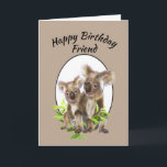 Cartão Amigos bonitos do urso de Koala do amigo do feliz<br><div class="desc">Arte animal australiana pequena bonito do urso de Koala</div>