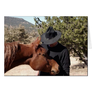 Cartão "Amigos" cavalo & vaqueiro