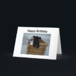Cartão Amigos do aniversário<br><div class="desc">Dois amigos legal do aniversário ondularam acima em uma cesta que envia desejos do aniversário.</div>