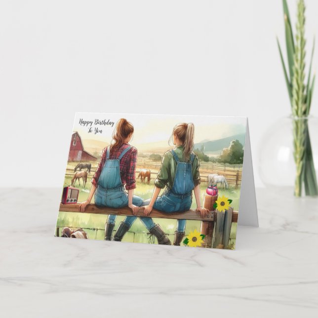 Cartão Amigos do Dude Ranch Aniversário (Frente)