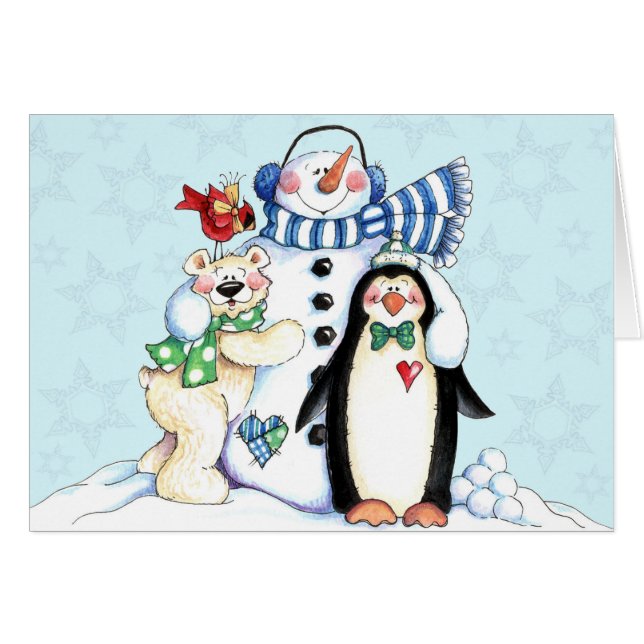 Cartão Amigos do inverno (Frente Horizontal)