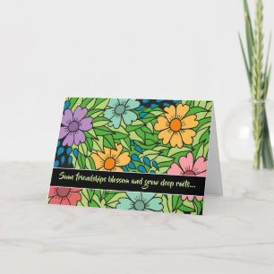 Cartão Amigos Florais BFF por um longo tempo pensando em