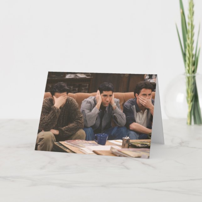 Cartão AMIGOS™| Joey, Ross e Chandler no sofá (Frente)
