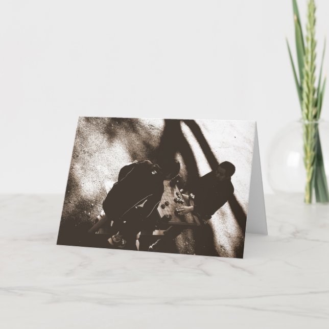 Cartão Amigos Jogando Xadrez/Amizade Chinês (Frente)