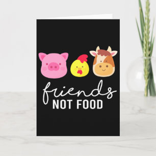 Cartão Amigos Porco Frango Vaca Não Comida Bio Legumes Ve