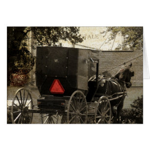 Cartão Amish Horse e Buggy Sepia Postcard Arte Digital