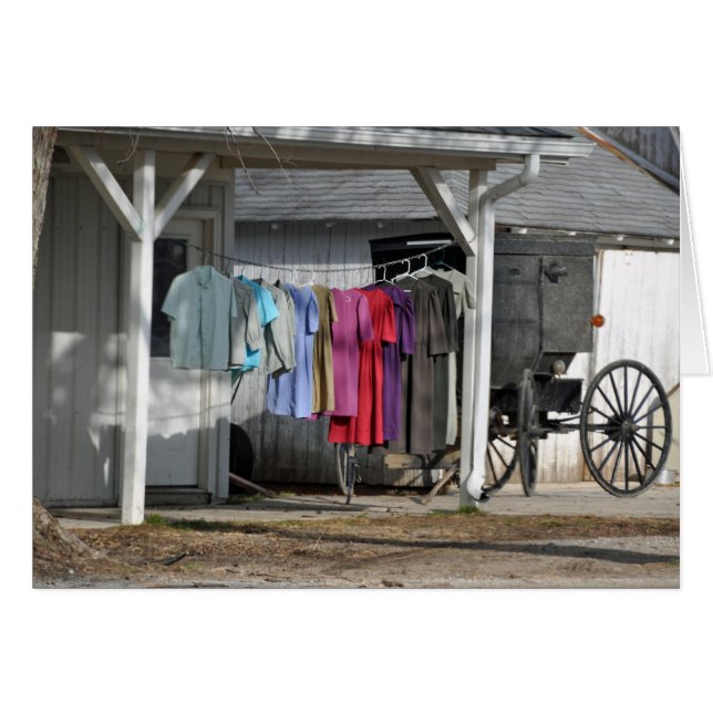 Cartão Amish Winter Laundry (Frente Horizontal)