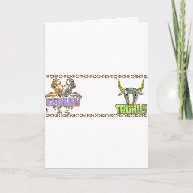 Cartão Amizade da astrologia do Taurus dos Gêmeos de (Frente)