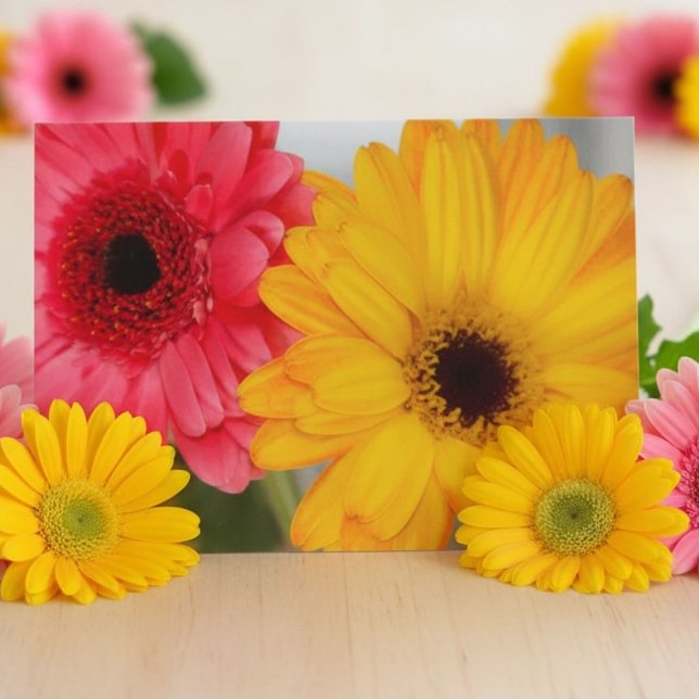Cartão Amizade Floral Brilhante Gerbera Margarida Amarela (Criador carregado)