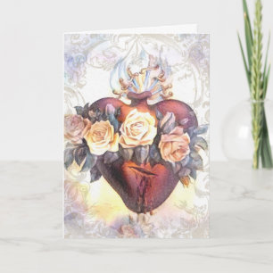 Cartão Amizade Religiosa Oração Virgem Maria Vintage