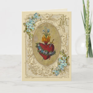 Cartão Amizade Religiosa Oração Virgem Maria Vintage